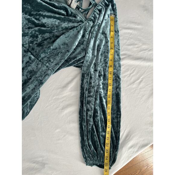 Ava & Viv Crushed Velvet Milkmaid Peasant Midi Dress Womens Size 1X Teal NWT - Picture 9 of 9